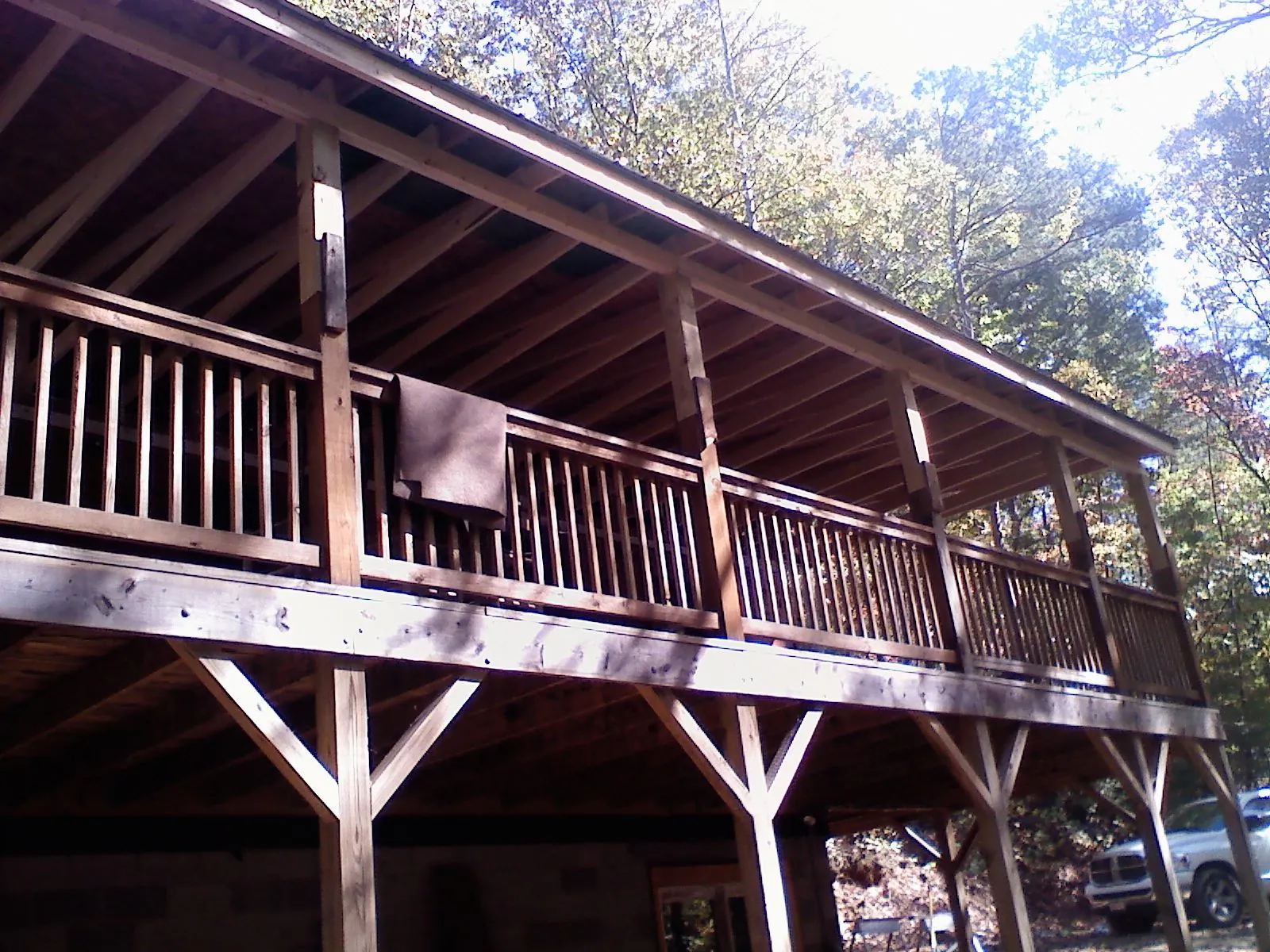 Timber framing under a new elevated porch and deck — Roof Leak Repair in Mack by Roofing Brothers